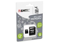 MicroSDHC 4GB EMTEC +Adapter CL4 Silver Memory Blister
